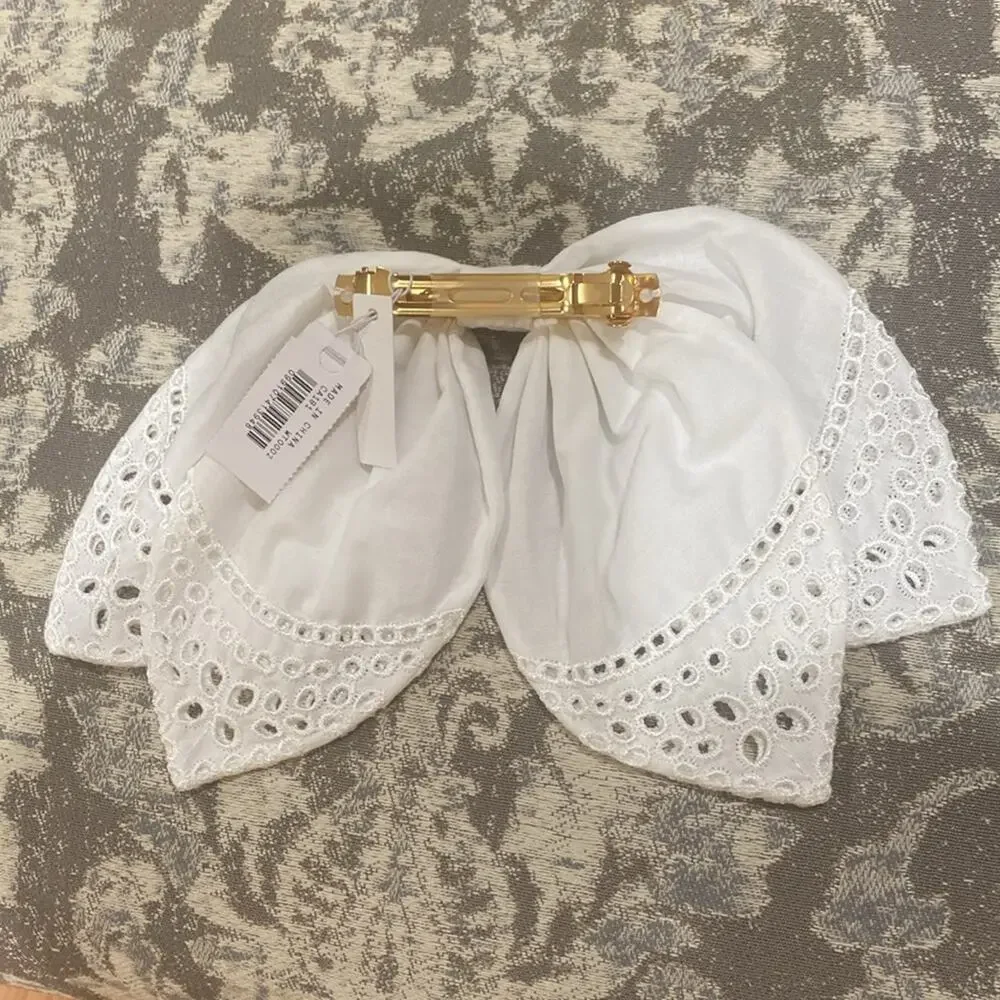 J. Crew white Eyelet bow hair clip Hair barrette
